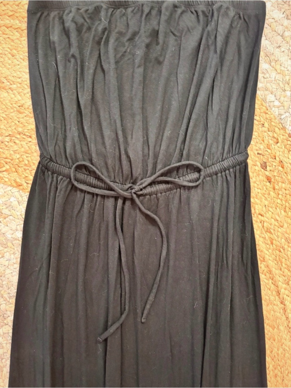 Old Navy Black Strapless Drawstring Waist Maxi Dress